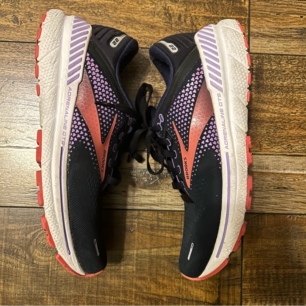 Brooks Adrenaline GTS 22 Women's‎ 7.5 Running Shoes Navy Purple Coral - Picture 5 of 10